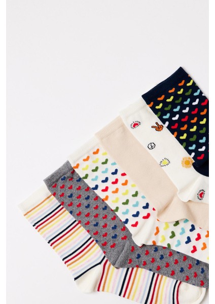 Kadın 6'lı Paket Kapli Desenli Soket Çorap fırsatları