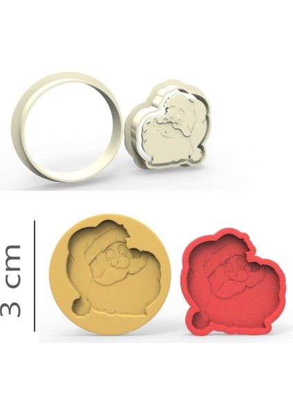 Noel Baba Kurabiye, Bisküvi, Kolye Ucu, Mühür Kalıp Seti - 3 cm