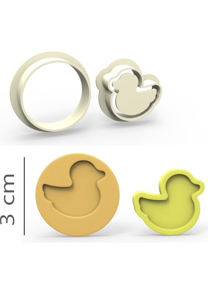 Ördek Kurabiye, Bisküvi, Kolye Ucu, Mühür Kalıp Seti - 3 cm
