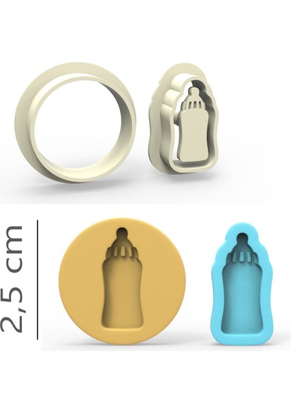 Biberon Kurabiye, Bisküvi, Kolye Ucu, Mühür Kalıp Seti - 2,5 cm