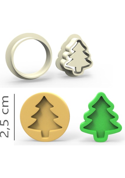 Çam Kurabiye, Bisküvi, Kolye Ucu, Mühür Kalıp Seti - 2,5 cm
