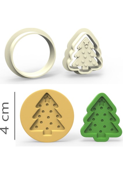 Çam Kurabiye, Bisküvi, Kolye Ucu, Mühür Kalıp Seti - 4 cm