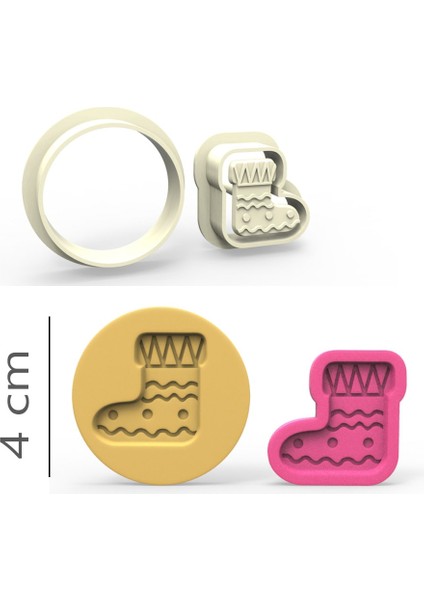 Çorap Kurabiye, Bisküvi, Kolye Ucu, Mühür Kalıp Seti - 4 cm