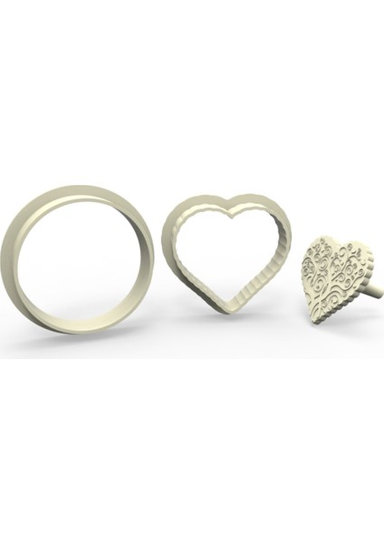 Desenli Kalp Kurabiye, Bisküvi, Kolye Ucu, Mühür Kalıp Seti - 4,5 cm fiyatları