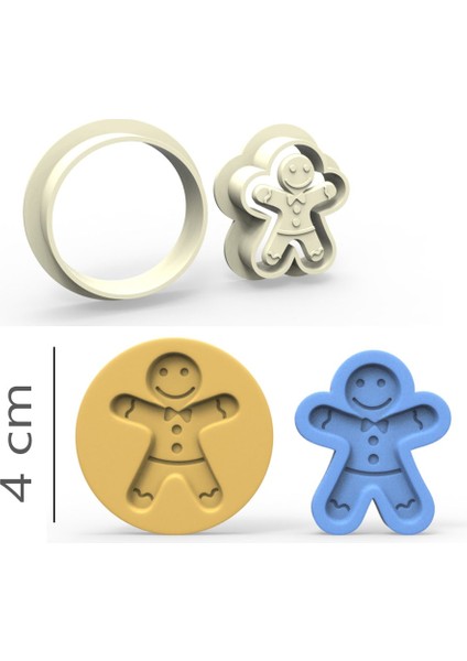 Gingerman Kurabiye, Bisküvi, Kolye Ucu, Mühür Kalıp Seti - 4 cm