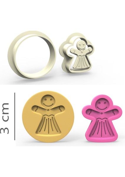 Gingerwoman Kurabiye, Bisküvi, Kolye Ucu, Mühür Kalıp Seti - 3 cm