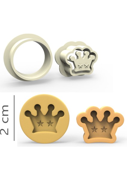 Kral Kurabiye, Bisküvi, Kolye Ucu, Mühür Kalıp Seti - 2 cm