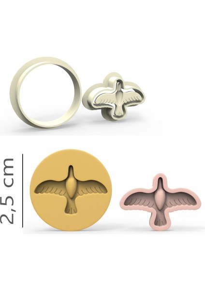 Kuş Kurabiye, Bisküvi, Kolye Ucu, Mühür Kalıp Seti - 2,5 cm