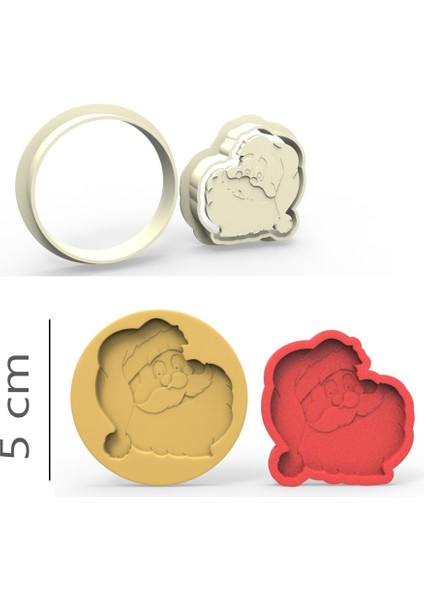 Noel Baba Kurabiye, Bisküvi, Kolye Ucu, Mühür Kalıp Seti - 5 cm