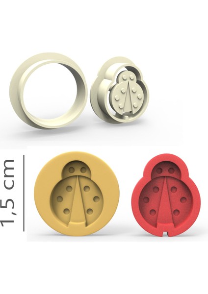 Uğur Böceği Kurabiye, Bisküvi, Kolye Ucu, Mühür Kalıp Seti - 1,5 cm