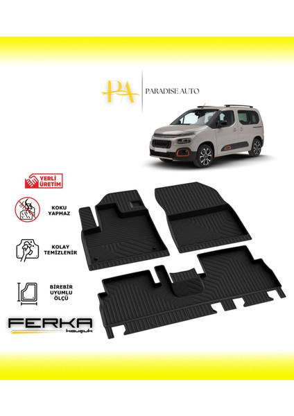 Citroen Berlingo 3 2019 ve Üstü 4d Havuzlu Paspas