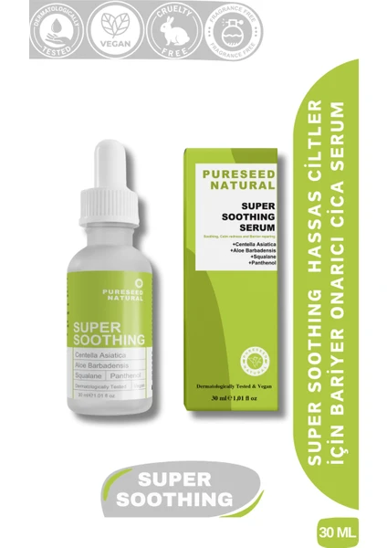 Pureseed Natural Super Soothing Hassas Ciltler İçin Bariyer Onarıcı Cica Serum 30  Ml