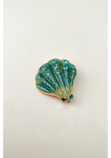 Taşlı Deniz Kabuğu Broş (En:4cm Boy:4,5cm)