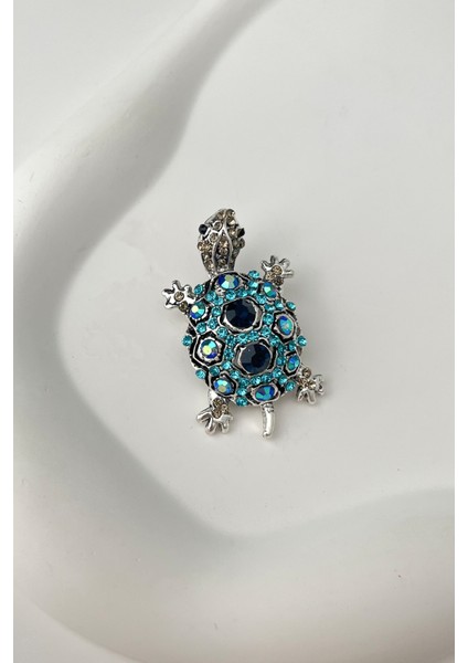 Taşlı Kaplumbağa Broş (Ölçü:4cm)