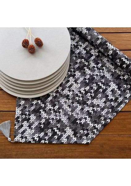 Desenizmir Amerikan Servis Örgü Desen Takım 6 Supla ve Runner Örtü