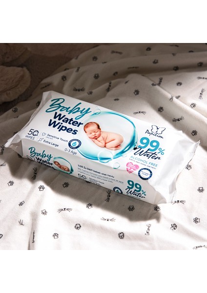 Baby Water Wipes %99 Saf Su İçeren Bebek Islak Havlu 50'li