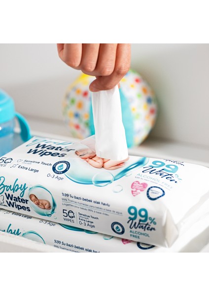 Baby Water Wipes %99 Saf Su İçeren Bebek Islak Havlu 50'li