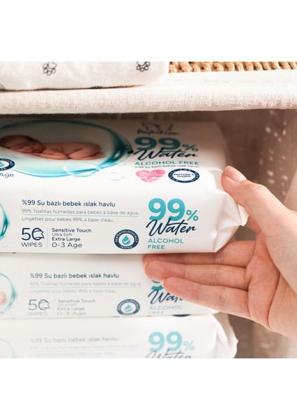 Baby Water Wipes %99 Saf Su İçeren Bebek Islak Havlu 50'li