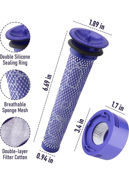 Dyson V8 V7 Için Ön Filtre ve Son Filtreli Filtre Parça 965661-01 (Yurt Dışından)
