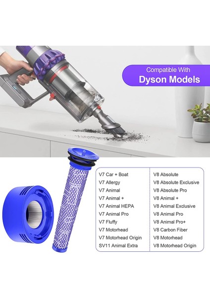 Dyson V7 V8 Elektrikli Süpürge Aksesuarları Için Yedek Filtre Seti Kiti (Yurt Dışından)