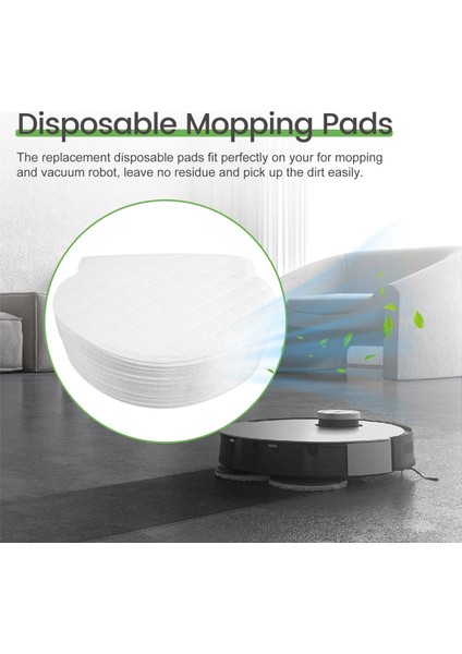 Ecovacs Deebot Ozmo N7 ile Uyumlu 50 Paket Tek Kullanımlık Paspas Pedleri (Yurt Dışından)