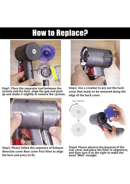Dyson Için Motor Arka Kapağı + Filtre + Ön Filtre Seti Değişimi (Yurt Dışından) modelleri