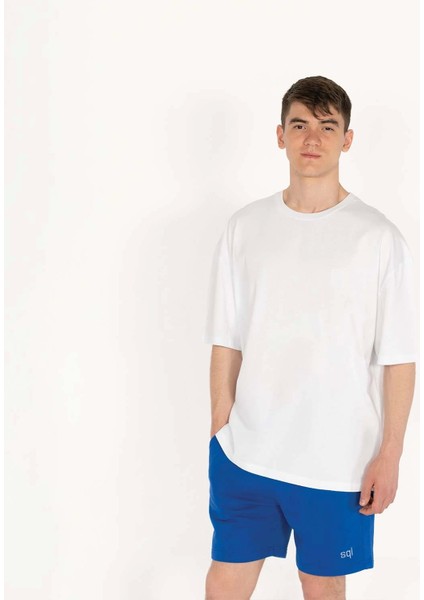 Oversized Select Baskılı Erkek Beyaz T-Shirt