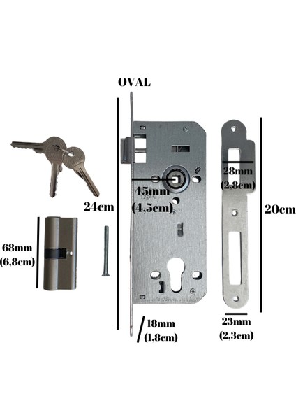 Silindirli Oval 45MM Gömme Giriş Kapısı Kilidi Çelik Kapı Kilidi