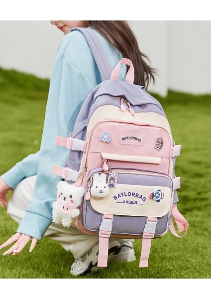 Kız Ortaokul Okul Çantası / Kore Sevimli Ilköğretim Okulu Sırt Çantası / Lise Büyük Kapasiteli Ins Çift Omuz Çantası Y255 (Yurt Dışından) modelleri