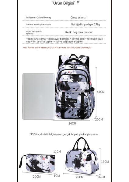 Kız Ortaokul Okul Çantası/lise Öğrencisi Büyük Kapasiteli Sırt Çantası/üniversite Öğrencisi Hafif Sırt Çantası ,üçlü Takım Y278 (Yurt Dışından) modelleri