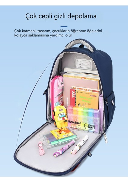Çocuk Omurga Koruyucu Az Yük Taşıma Omuz Çantası/ilköğretim Okulları Için Hafif Büyük Kapasiteli Çanta Y281 (Yurt Dışından)