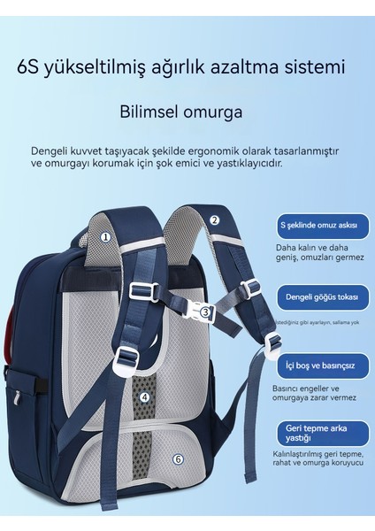 Çocuk Omurga Koruyucu Az Yük Taşıma Omuz Çantası/ilköğretim Okulları Için Hafif Büyük Kapasiteli Çanta Y281 (Yurt Dışından)