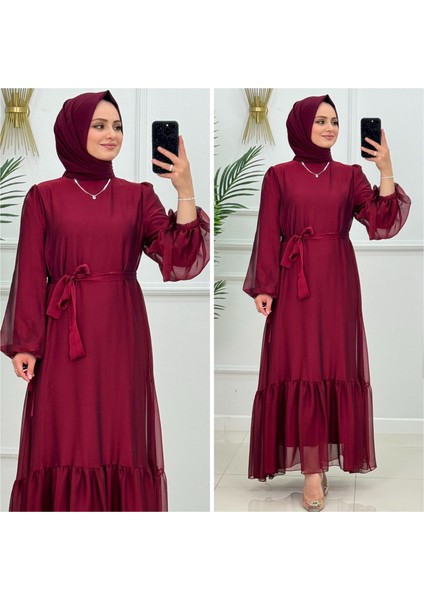 Still Butik Serra Abiye Elbise Astarlı Janjan Tül Kumaş Tesettür Giyim ST2177