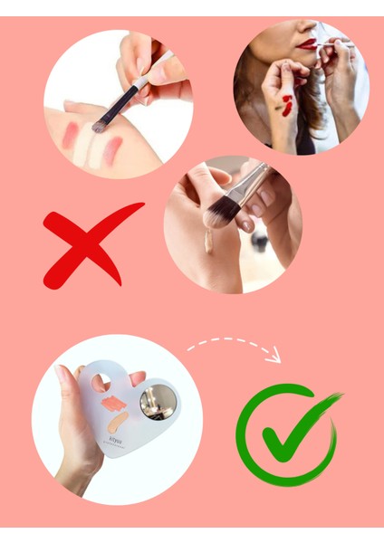 Aynalı Makyaj Karıştırma Paleti Kalp
