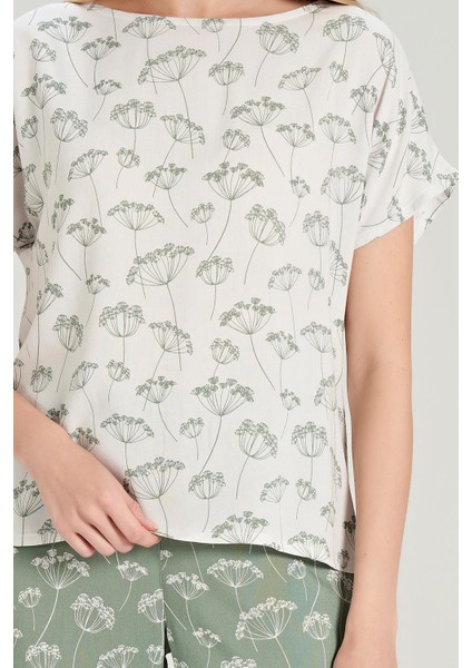 Kadın Kısa Kol Dokuma Yeşil Pijama Takım C7T0N0O5 fiyatları