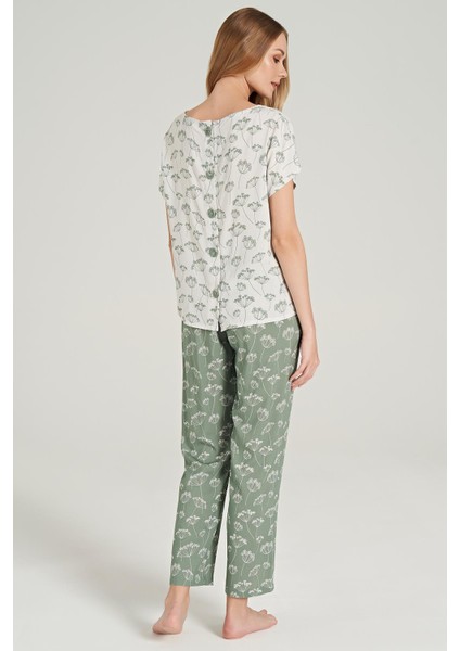 Kadın Kısa Kol Dokuma Yeşil Pijama Takım C7T0N0O5 indirimleri