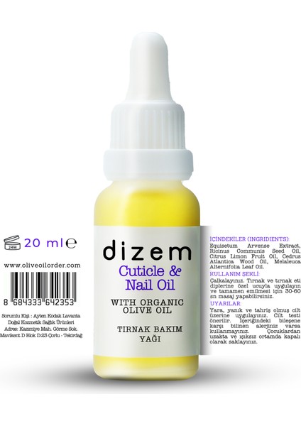 Organik Zeytinyağlı Tırnak Bakım Yağı 20 ml