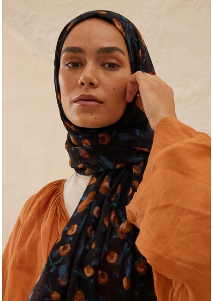 Cherry Desen Rami Şal Lacivert