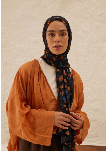 Cherry Desen Rami Şal Lacivert modelleri