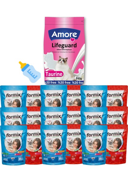 Lifeguard Kitten Milk Süt Tozu 240GR, 18-Formix-Punch Islak Kedi Ödülü, Biberon