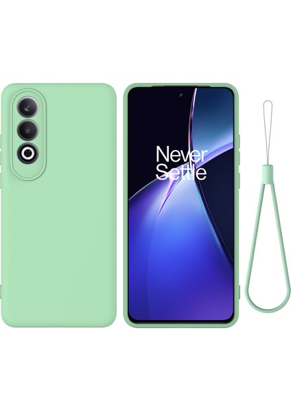 Oneplus Nord Ce4 5g Kılıf Için Slim-Fit Sıvı Silikon Koruyucu Arka Kapak, El Kayışı - Yeşil (Yurt Dışından)