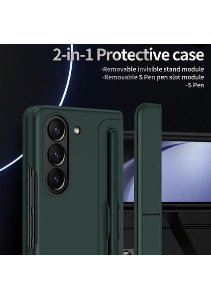 Samsung Galaxy Z Fold6 5G Kılıf için Stylus-Yeşil ile Kickstand Sert PC İnce Telefon Kapağı (Yurt Dışından)