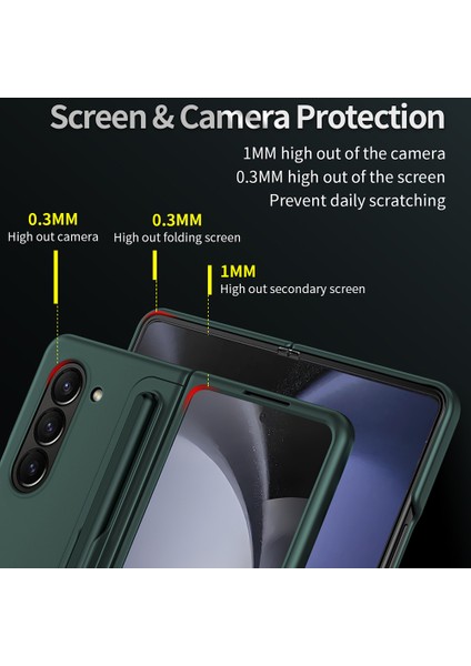 Samsung Galaxy Z Fold6 5G Kılıf için Stylus-Yeşil ile Kickstand Sert PC İnce Telefon Kapağı (Yurt Dışından)