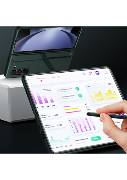 Samsung Galaxy Z Fold6 5G Kılıf için Stylus-Yeşil ile Kickstand Sert PC İnce Telefon Kapağı (Yurt Dışından)