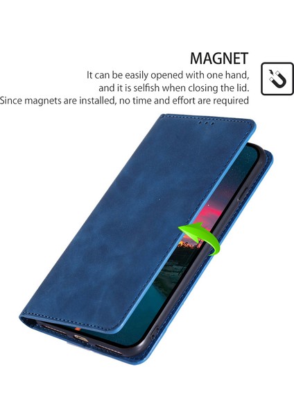 Samsung Galaxy M55 5g Kart Yuvası Telefon Kılıfı Için Cilt Dokunuşu Duygusu Pu Deri Kapak - Mavi (Yurt Dışından)