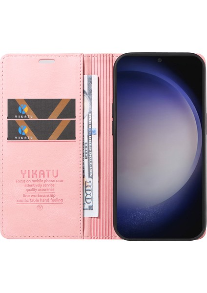 Yıkatu YK-004 Samsung Galaxy S24 Kılıf Cüzdan Deri Manyetik Toka Telefon Kapağı - Pembe (Yurt Dışından) fiyatları