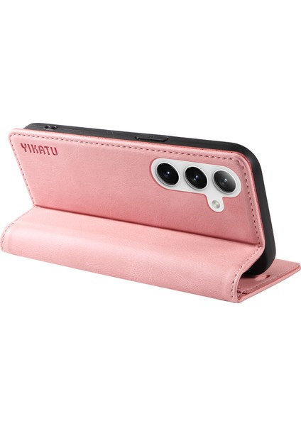 Yıkatu YK-004 Samsung Galaxy S24 Kılıf Cüzdan Deri Manyetik Toka Telefon Kapağı - Pembe (Yurt Dışından) modelleri
