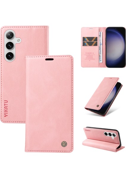 Yıkatu YK-004 Samsung Galaxy S24 Kılıf Cüzdan Deri Manyetik Toka Telefon Kapağı - Pembe (Yurt Dışından) indirimleri