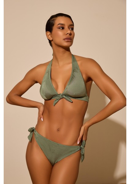 Kadın Yeşil Renkli Bağlamalı Bikini Altı