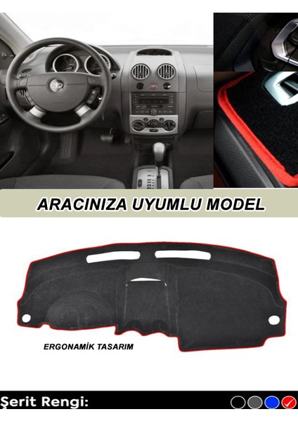 Nıssan Almera N16 (2000-2006) Modeller Için Uyumlu 3D Ön Göğüs/torpido Koruma - Kırmızı Şerit